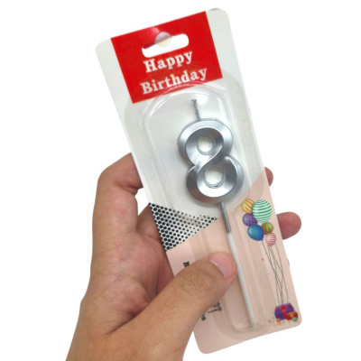 Свічка-цифра 8 металік 5 см (мікс кольорів), 1 шт MIC 35460