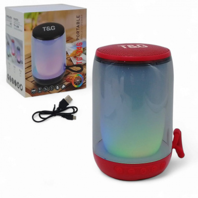 Колонка bluetooth, підсвічування, від акумулятора, micro USB, TF-картка, usb-слот (червона) TandG C67908