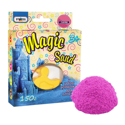 Кінетичний пісок Magic Sand, з формочкою, 150 г (рожевий) Strateg 39303