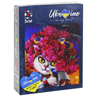 Пазл White cat in the pink wreath De.tail DT1000-05