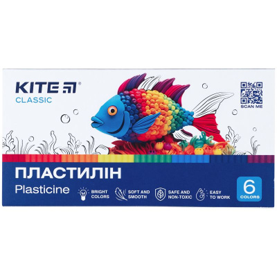 Пластилін, 6 кольорів, 120 г. Kite Classic Kite K-081