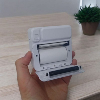 Термопринтер чорно-білий колір друку, Bluetooth, дріт type-C, 1 рулон термопаперу (біло-рожевий) MIC C64184