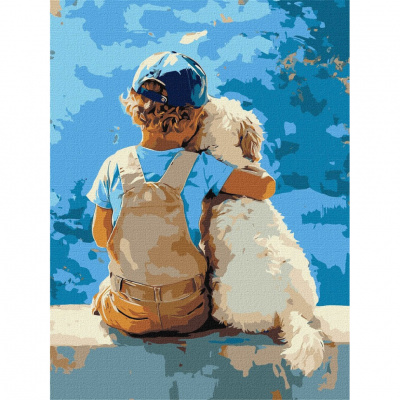 Картина за номерами "Хлопчик та пес" ©art_selena_ua KHO8639, 30x40 см