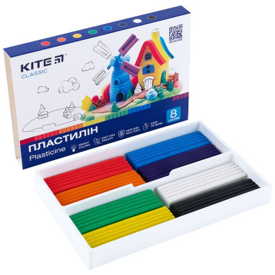 Пластилін, 8 кольорів, 160 г. Kite Classic KITE канцелярія K-082