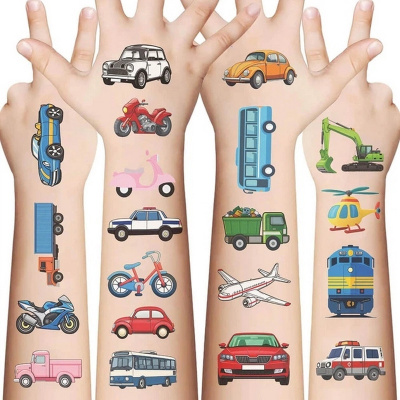 Набір тимчасових тату "Транспорт №1" transport-tattoo-1-10, 10 штук, розмір 12 х 7 см