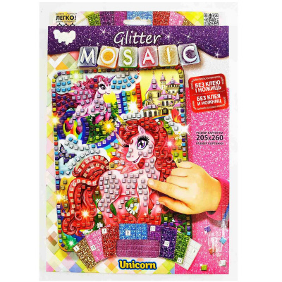 Набір для творчості Блискуча мозаїка: Поні, рожевий Dankotoys БМ-03-08