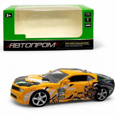 Машинка металева серії Автопром Chevrolet Camaro (жовтий з візерункаими) Автопром AP74187