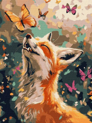 Картина за номерами - Весела лисичка з фарбами металік extra ©art_selena_ua Ideyka KHO6683