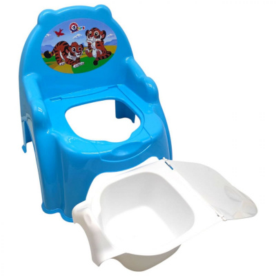 Горщик дитячий з кришкою,(БЛАКИТНИЙ) З КОТИК ПЕСИК Технок 4074