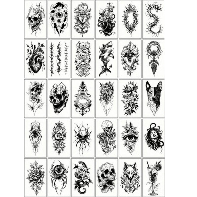 Набір дитячих тимчасових татуювань "Чорні міні №5" black-tattoo-mini-set-5-T