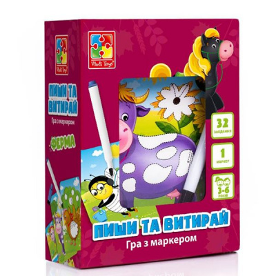 Гра настільна Пиши та витирай. Ферма Vladi Toys VT5010-19