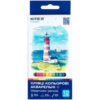 Олівці кольорові акварельні, 12 шт. Kite Classic Kite K-1049