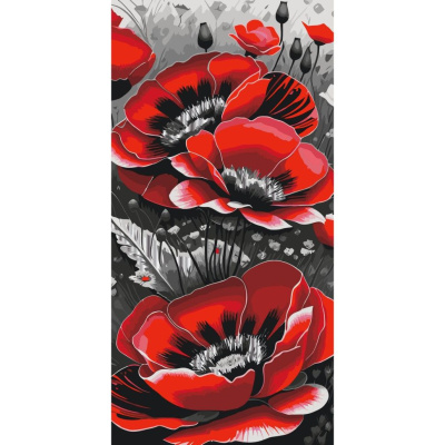 Картина по номерах з фарбами металік Червоні маки 40х80 см Art Craft 13092-AC