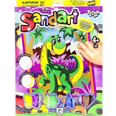 Фреска з кольорового піску Sandart Діно Dankotoys SA-02-01U,02U,03U...10U