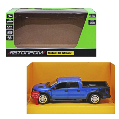 Машинка металева Ford F-150 SVT Raptor (синя) Автопром 68363