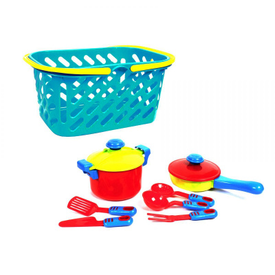 Кошик з посудом (18 шт) бірюзовий Kinderway KW-04-436
