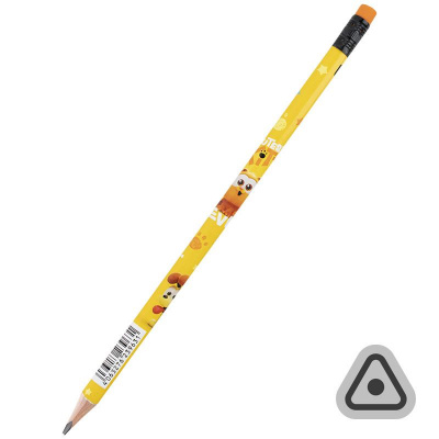 Олівець графітний з гумкою, тригранний GF Kite GF25-046