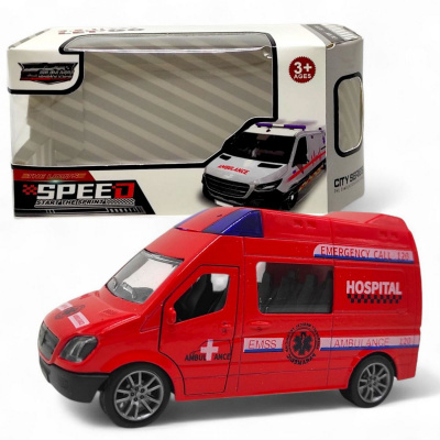 Машинка металева інерційна Автобус (ШВИДКА ДОПОМОГА ЧЕРВОНА) MIC DK8308A-1