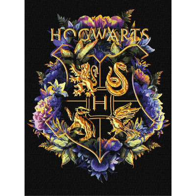 Картина за номерами з фарбами металік Harry Potter: Герб Гоґвортсу 30х40 см Ідейка KHO5209