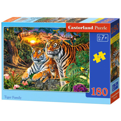 Пазли Родина тигрів, 180 елементів Castorland B-018482
