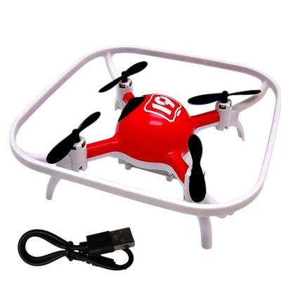 Квадрокоптер, знімний акумулятор 3.7V, пульт 2.4 GHz, USB-кабель, headless mode, кольорове підсвічування, (ЧЕРВОНИЙ) MIC Y19
