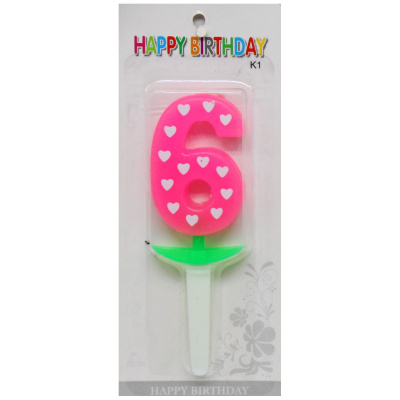 Свічка-цифра (неон ) з сердечком 6, 5 см Канцмир 10-125