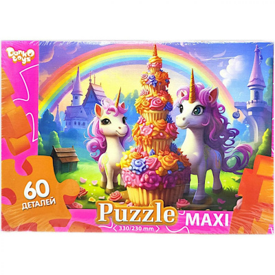 Пазли 60 ел. максі ЄДИНОРІЖКИ та торт Dankotoys Mx60-10-01,02,03,04...16