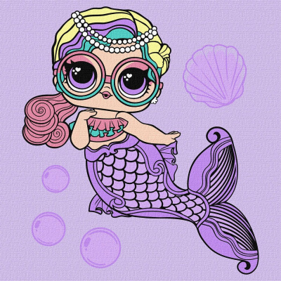 Картина за номерами з фарбами металік L.O.L. Surprise! Mermaids. Miss Sea 40х40 см Ідейка KHO6263