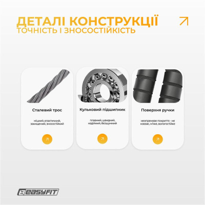 Скакалка з обважнювачем, швидкісна (чорна) EasyFit EF-1917