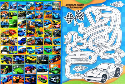 Розмальовка із завданнями + 114 наліпок Hot Wheels, А4 Jumbi KLM2110