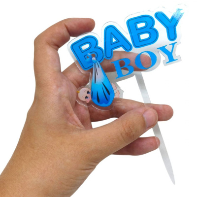 Топпер на торт Baby girl 14 см, рожевий MIC 36098