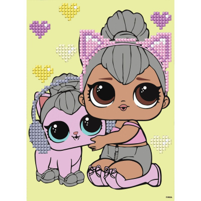 Набір з алмазною мозаїкою (вибірковою) L.O.L. Surprise! KITTY QUEEN WITH KITTY KITTY 15x20см Ідейка AML1206