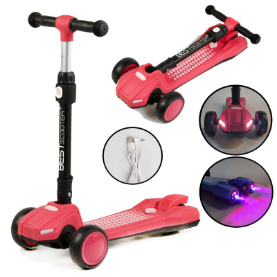 Самокат триколісний Best Scooter, світло, дим (рожевий) Best Scooter LT-11746