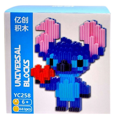 Конструктор дитячий 3D фігурка СТІЧ / Stitch ІЗ СЕРЦЕМ 683 ДЕТАЛЕЙ 6+ MIC 46733
