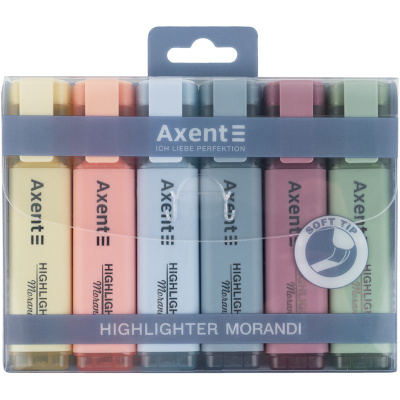 Маркер Highlighter 2537-A, 1-5 мм клиноп., набір 6 morandi Axent 2537-60-A