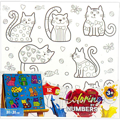 Картина по номерах дитяча Котики 31х31 см Dankotoys CBN-01-01,02,03,04...10