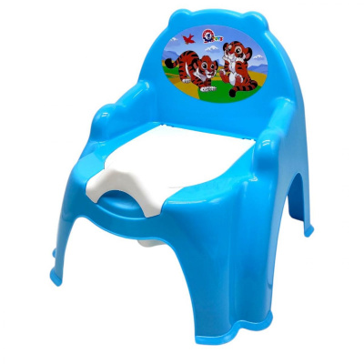 Горщик дитячий з кришкою,(БЛАКИТНИЙ) З ТИГРИКАМИ Технок 4074
