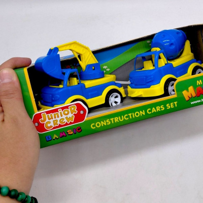 Mini Matiki коробка 2 (бетонозмішувач, екскаватор) Набір дитячий, BAMSIC (ЧОРНО-БІЛИЙ) Bamsic 002/14