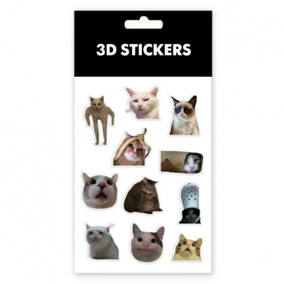 Набір 3D стікерів Сats mood mems (6 стікерів) Tattooshka SB-56