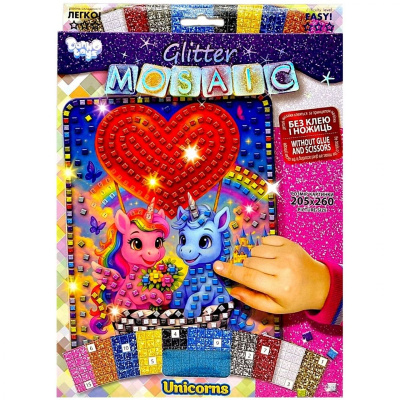 Креативна творчість GLITTER MOSAIC: UNICORNS Dankotoys БМ-04-01,02,03,04,05...10