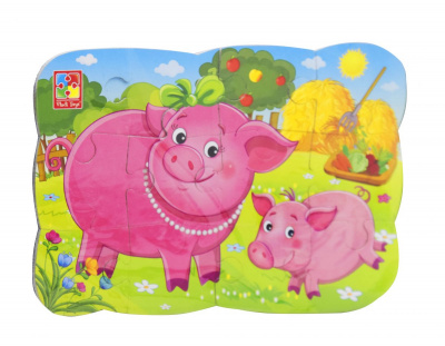 Магнітні пазли Свинка і порося, 12 деталей (укр) Vladi Toys VT3205-77