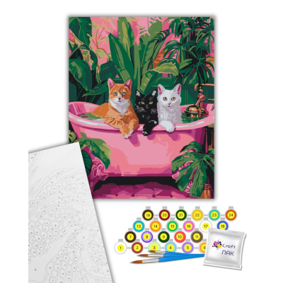 Картина по номерах Котики в ванній 40х50 см Art Craft 11692-AC