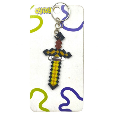 Брелок 3D друк Minecraft Sword Tool / Меч Keychain, Золотий OYTOY 1029110