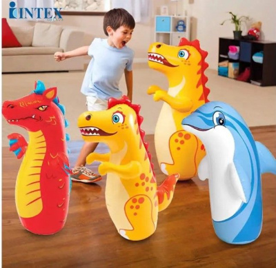 Надувна іграшка-неваляшка Динозавр, (Жовта) Intex 44669