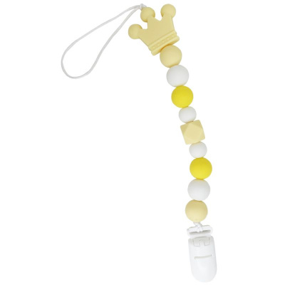Силіконова ланцюжок для пустушки Корона, жовта Mega Zayka №0511