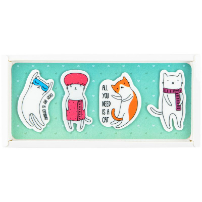 Закладки пластикові 4x20 шт, 35х50 мм, Cats Kite K22-479-6