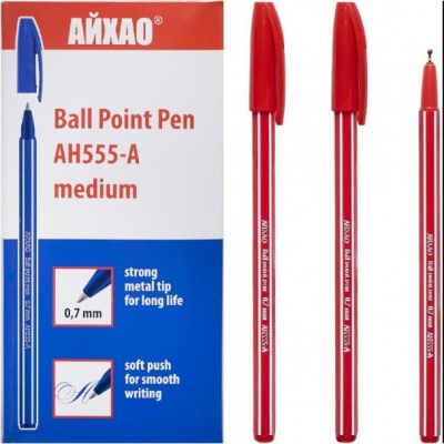 Ручка кулькова АЙХАО Original червоний (50 шт) MIC HA-555-50red