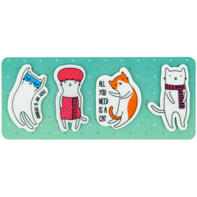 Закладки пластикові 4x20 шт, 35х50 мм, Cats Kite K22-479-6