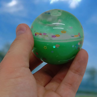 Мʼячик-стрибунець, прозорий, з рідиною (5,5 см), рожевий MIC C66267