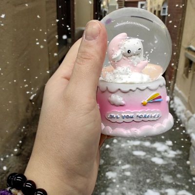 Нічник-снігова куля аніме Sanrio - Cinnamoroll 9 см, зайчик на планеті MIC ZT051